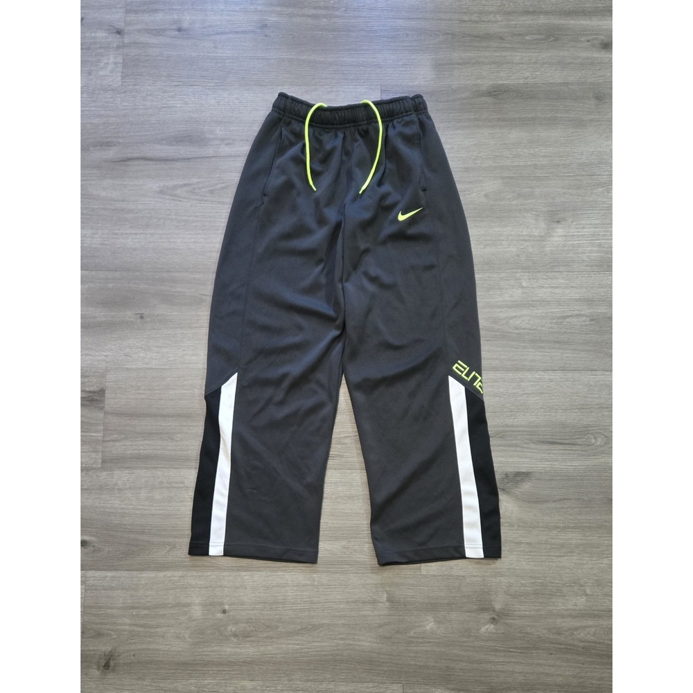 Nike Elite Track Pants Youth Boys Large Gray Neon Dri-Fit Athletic Baggy